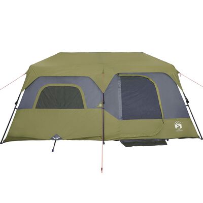 vidaXL Cort de camping pentru 9 persoane, verde, impermeabil