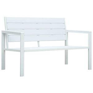 vidaXL Bancă de grădină, alb, 120 cm, aspect de lemn, HDPE