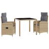 vidaXL Set dining pentru exterior cu pernă 3 pcs Beige și gri deschis