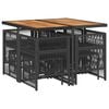 vidaXL Set mobilier de grădină cu perne, 9 piese, negru, poliratan