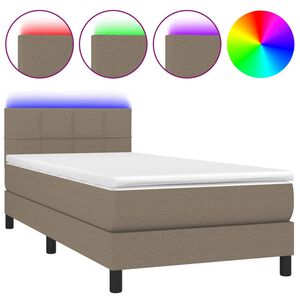 vidaXL Pat cu arcuri, saltea și LED, gri taupe, 80x200 cm, textil
