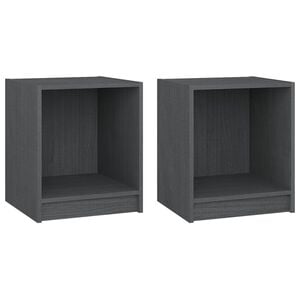 vidaXL Noptiere, 2 buc., gri, 35,5x33,5x41,5 cm, lemn masiv de pin