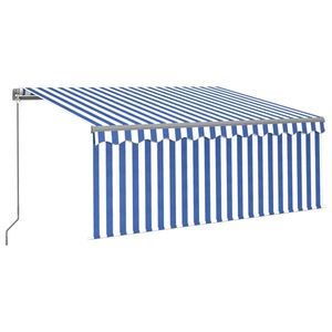 vidaXL Copertină retractabilă manual cu stor, albastru & alb, 3x2,5 m