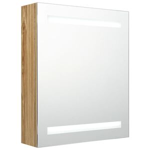 vidaXL Dulap de baie cu oglindă și LED, stejar, 50x14x60 cm