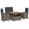 vidaXL Set mobilier de grădină cu perne, 4 piese, gri, poliratan