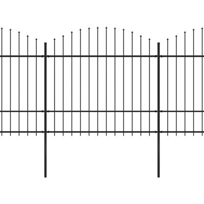 vidaXL Gard de grădină cu vârf suliță, negru, (1,5-1,75) x 1,7 m, oțel