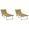 vidaXL Șezlong pliabil cu perne 2 pcs Bej