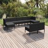 vidaXL Set mobilier de grădină cu perne, 9 piese, negru, poliratan