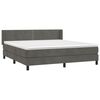 vidaXL Pat box spring cu saltea, gri &icirc;nchis, 180x200 cm, catifea
