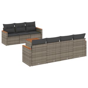 vidaXL Set canapele de grădină cu perne, 8 piese, gri, poliratan