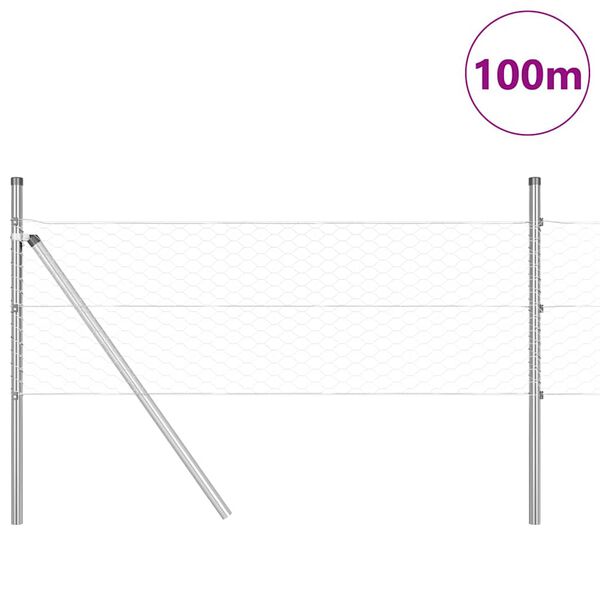 vidaXL St&acirc;lp de gard. Argintiu 100 x 0,5 m (plasă de 36 mm) Oțel