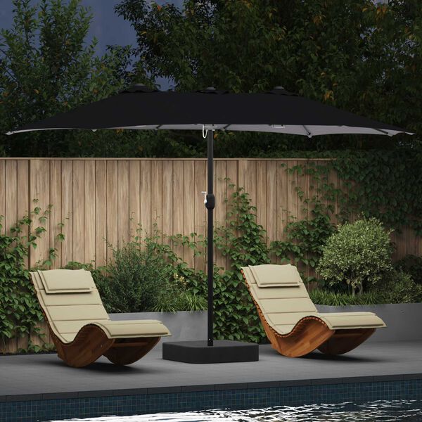 vidaXL Parasol de Grădină Negru 385 x 209 x 244 cm Poliester