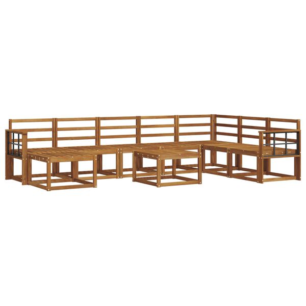 vidaXL Set de canapele de exterior 9 pcs natural Lemn Solid de Acacia