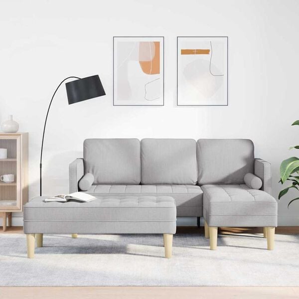 vidaXL Set de canapea cu pernă 2 pcs Gri nori Poliester