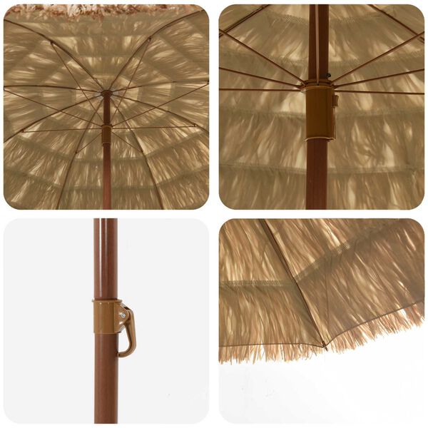 vidaXL Parasol de Plajă natural 255 x 255 x 255 cm Poliester și oțel