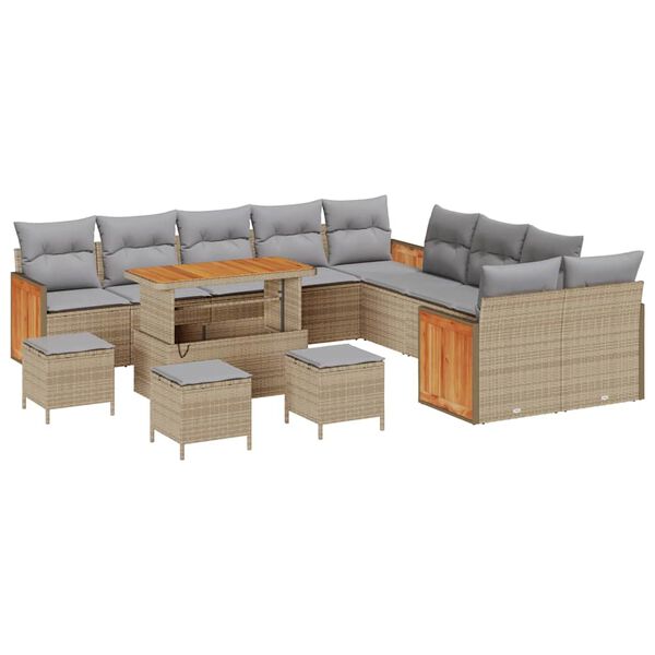 vidaXL Set de canapele pentru grădină 18 pcs Beige și gri deschis