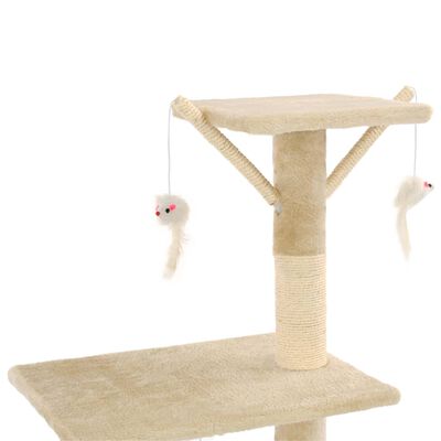 vidaXL Ansamblu pisici cu stâlpi din funie de sisal, 138 cm, bej