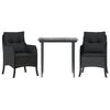 vidaXL Set mobilier de grădină cu perne, 3 piese, negru, poliratan