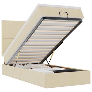 vidaXL Cadru de pat otoman cu saltea crem 90x190cm stofa