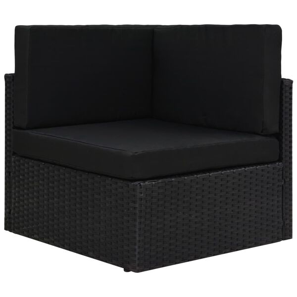 vidaXL Set mobilier de grădină cu perne, 10 piese, negru, poliratan