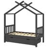 vidaXL Cadru pat copii cu sertar gri &icirc;nchis 70x140 cm lemn masiv pin