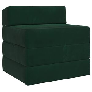 vidaXL Canapea Pat Pliabilă Verde &icirc;nchis 200 x 70 x 15 cm Catifea