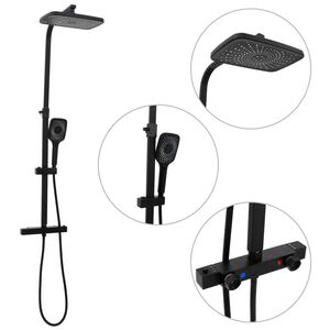 vidaXL Set de duș cu două capete, mixer și furtun, negru, alamă