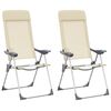 vidaXL Scaune de camping pliante, 2 buc., crem, aluminiu