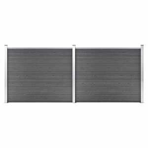vidaXL Set panouri gard, 353x146 cm, negru, WPC