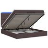 vidaXL Pat Ottoman cu Saltea și LED Maro &icirc;nchis 140 x 200 cm Țesătură