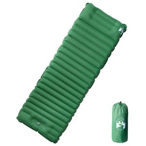 vidaXL Saltea camping auto-gonflabilă, cu pernă, 1 persoană, verde
