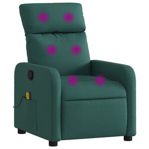vidaXL Fotoliu de masaj rabatabil, verde &icirc;nchis, material textil