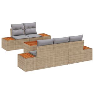 vidaXL Set de canapele pentru grădină cu pernă 6 pcs Bej Rattan poli