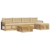 vidaXL Set de canapele de exterior cu pernă 7 pcs Alb și Bej Poliester