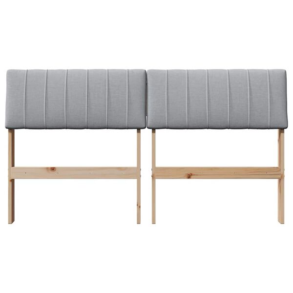 vidaXL Tăblie tapițată Gri deschis 135 cm Lemn de pin masiv