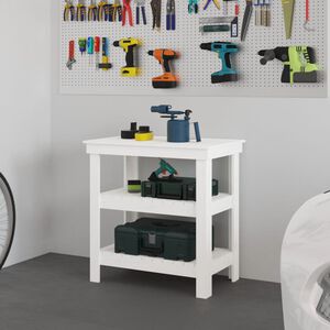 vidaXL Banc de lucru, alb, 78,5x50x80 cm, lemn masiv pin