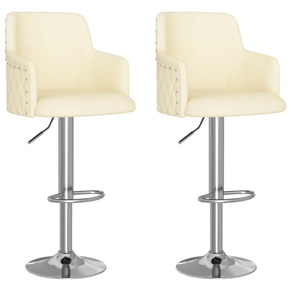 vidaXL Scaune de bar, 2 buc., crem, material textil