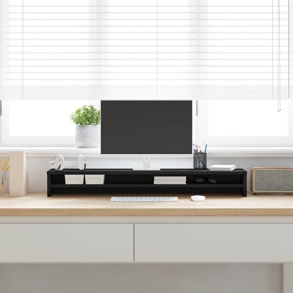 vidaXL Suport monitor stejar negru 100x24x13 cm lemn stratificat