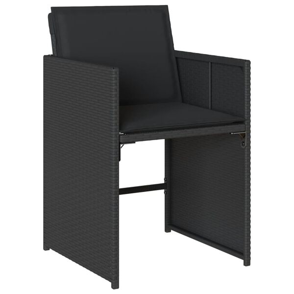 vidaXL Set mobilier de grădină cu perne, 9 piese, negru, poliratan