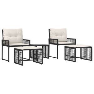 vidaXL Set de Mobilier pentru Exterior cu pernă 5 pcs Negru și Alb
