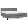 vidaXL Pat box spring cu saltea, gri &icirc;nchis, 180x200 cm, textil