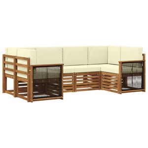 vidaXL Set canapea sectională cu pernă 5 pcs Natural și Crem