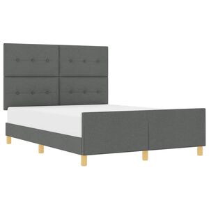 vidaXL Cadru de pat cu headboard Gri &icirc;nchis 140 x 190 cm țesătură