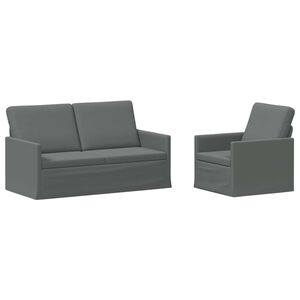 vidaXL Set de canapea 2 pcs Gri &icirc;nchis Țesătură