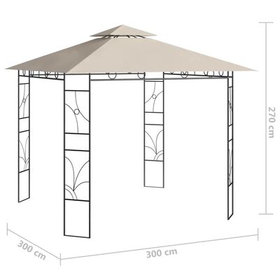 vidaXL Pavilion, crem, 3x3x2,7 m, 160 g/m²