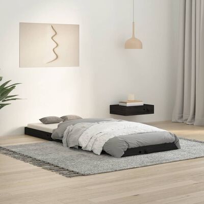 vidaXL Cadru de pat, negru, 75x190 cm, mic, single, lemn masiv de pin