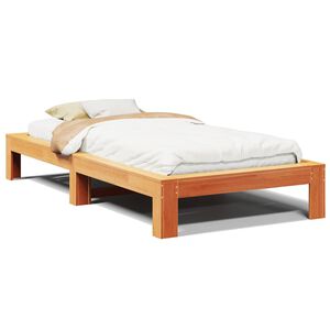 vidaXL Cadru pat fără saltea, maro ceruit, 75x190 cm, lemn masiv pin