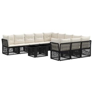 vidaXL Set de canapele pentru grădină 12 buc. Negru poliratan