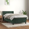 vidaXL Pat box spring cu saltea, verde &icirc;nchis, 100x200 cm, catifea