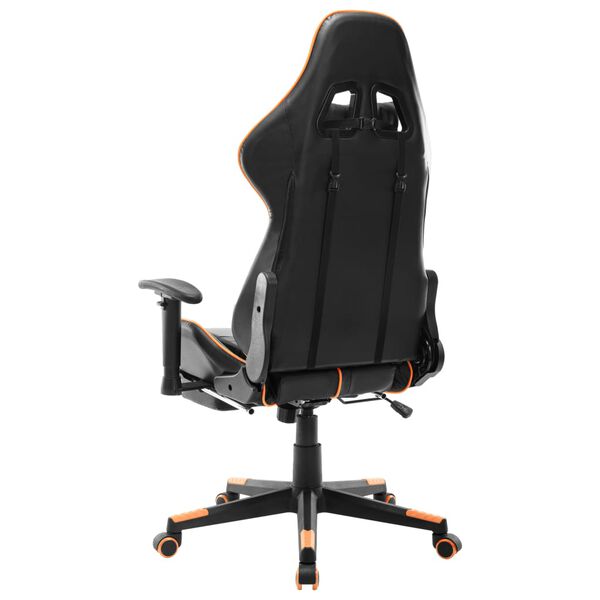 vidaXL Scaun gaming cu suport picioare, negru/oranj, piele ecologică